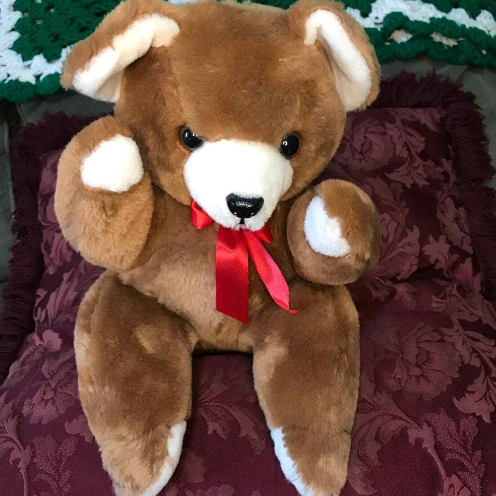 Vintage Personality Plush Teddy Bear Stuffed Animal Brown Korea
